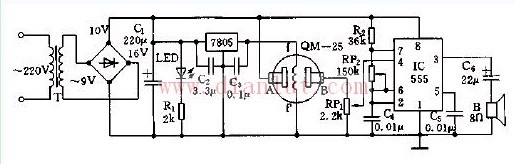 Simple gas smoke alarm circuit