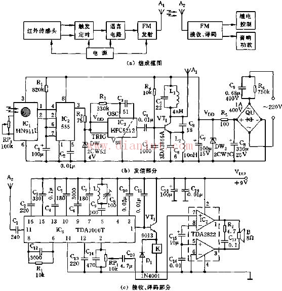 Electric infrared wireless remote voice reporting circuit