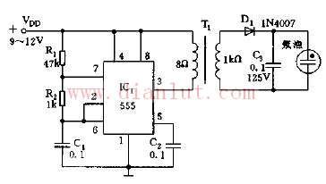 Voltage source circuit for driving xenon lamp based on 555 timer