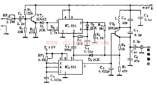 Point frequency television terminal circuit using 555 circuit