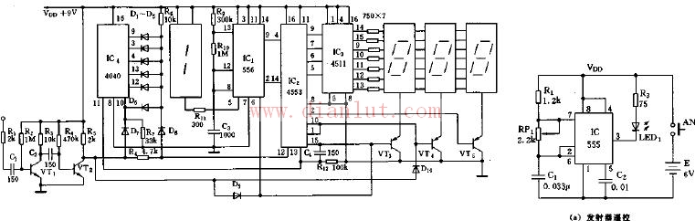 555 integrated radio digital frequency display circuit