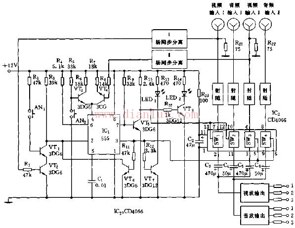 555 synchronous quasi-synchronous video/audio switch circuit