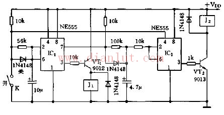 NE555 circuit for eliminating the sound of audio and video equipment