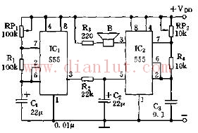 Variable tone sound circuit based on 555 chip