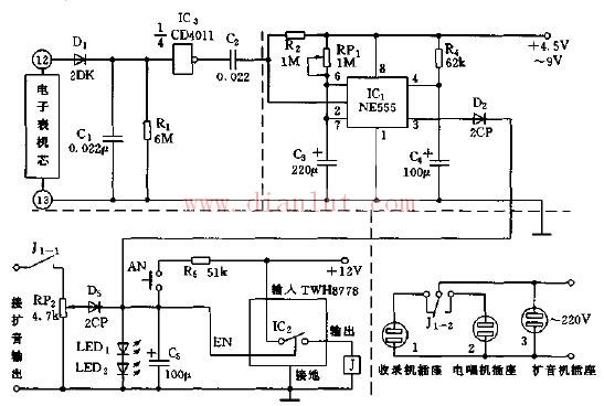 Automatic broadcast gymnastics record device circuit