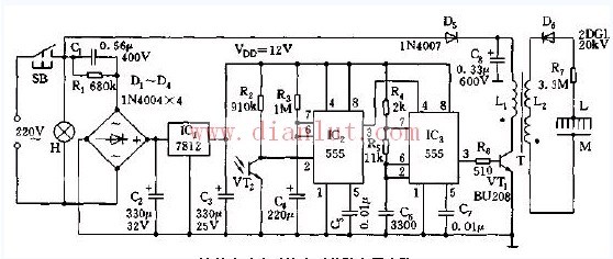 Refrigerator automatic timing sterilization and deodorizer circuit