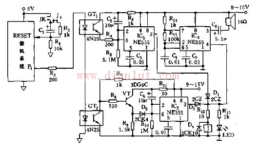 Computer CPU running fault sound monitor circuit