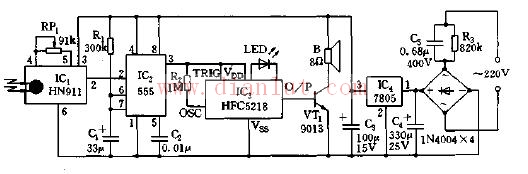 Infrared detector circuit using 555 circuit