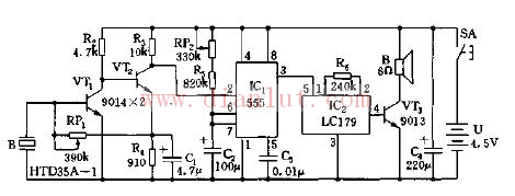 Sound alarm circuit using 555 circuit