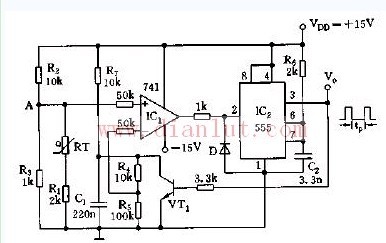 Temperature pulse width conversion circuit