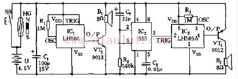 Welcome doorbell and anti-theft report voice circuit design