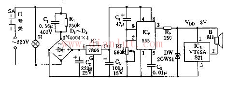 Remind the owner to close the door music circuit diagram