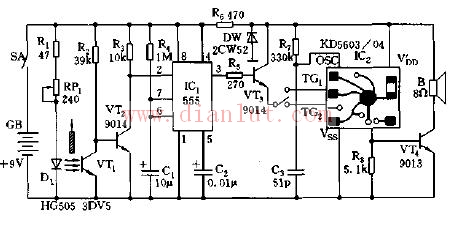 Infrared light control etiquette greeting circuit based on 555 timer