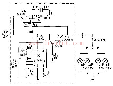 Non-contact car turning buzzer circuit schematic