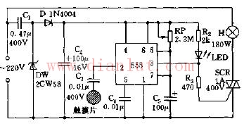Discuss the basic principle of touch timing energy saving lamp and its internal circuit