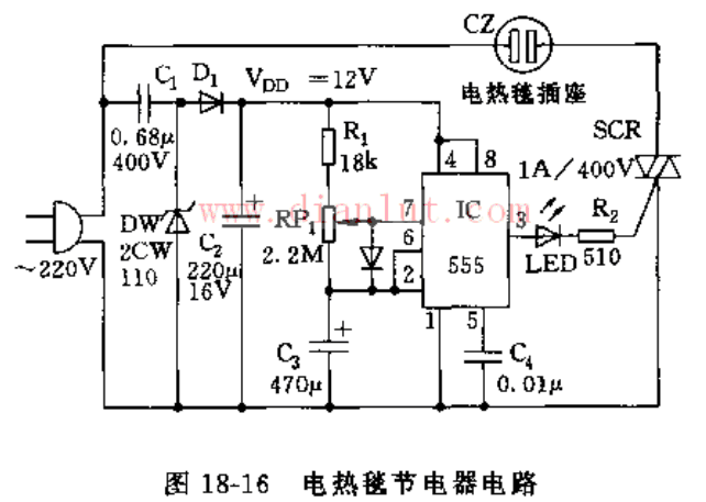555 electric blanket power saver circuit diagram