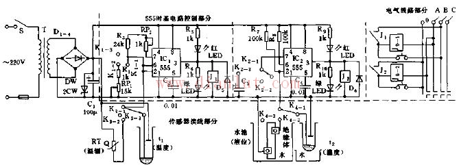 Briefly introduce the working principle and circuit diagram of multi-function temperature and humidity, liquid level automatic controller