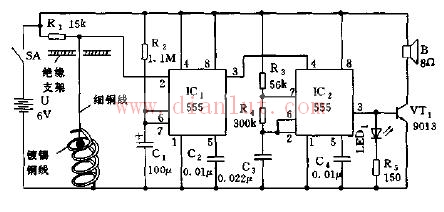 Simple earthquake sound and light reportr working principle circuit diagram