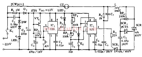 Schematic diagram of multi-function socket circuit for voltage regulation and timing