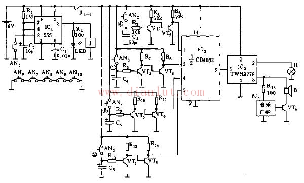 Time control password electronic doorbell circuit schematic