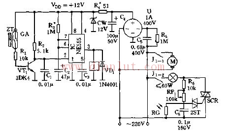 Simple and practical toilet lighting, ventilation fan automatic controller circuit