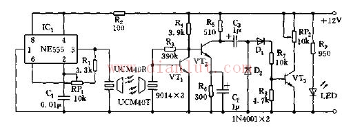 Ultrasonic level gauge indicating circuit diagram