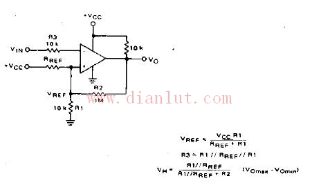 Hysteresis Inverting Comparator Circuit Schematic