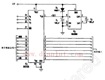 Octal digital/analog converter circuit