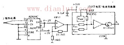 Temperature measurement circuit design using thermocouple
