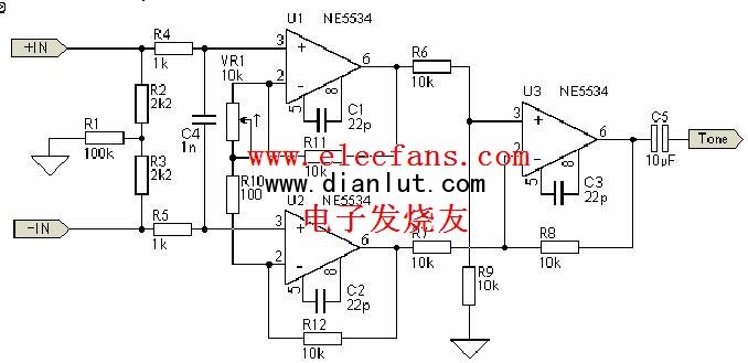 NE5534 application circuit schematic