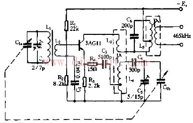 Single tube frequency conversion circuit in the radio