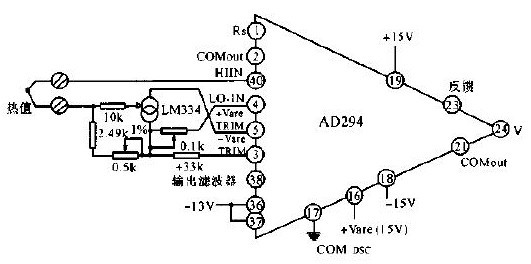 Cold junction compensated isolated output type thermocouple temperature measuring circuit