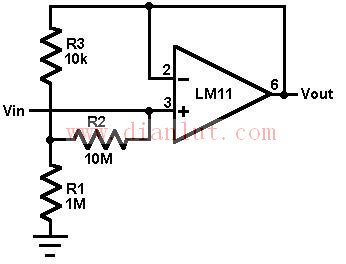Voltage follower circuit designed with LM11