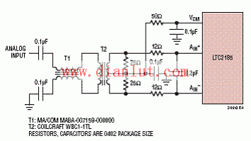 LTC2185 input frequency 5MHz-150MHz front-end circuit