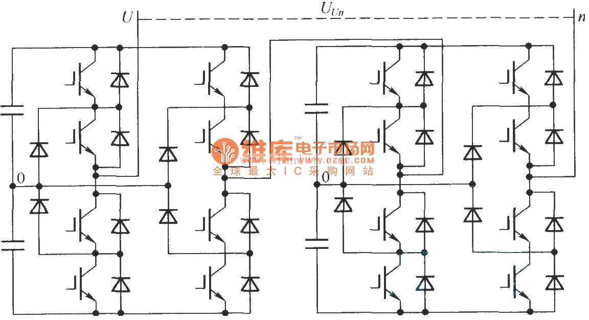 Neutral point clamp type multilevel inverter single phase topology circuit