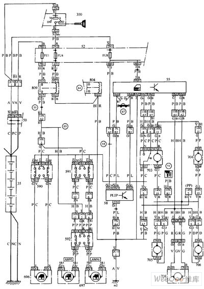 Central door lock and power window circuit schematic