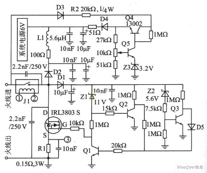 Fire line switch and fire line take-off circuit schematic