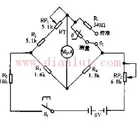 Grain temperature measuring instrument circuit