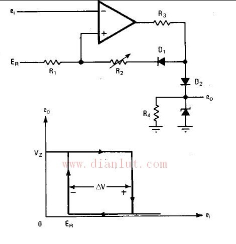 Hysteresis variable comparator circuit schematic