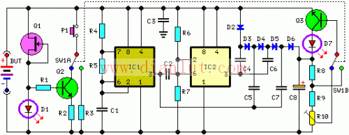 Self-powered fast battery tester circuit schematic