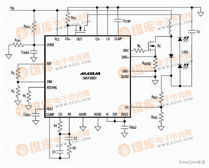 Application circuit of MAX16831