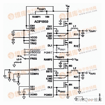 Simplified block diagram of the ADP1850