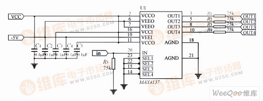 Typical application circuit of the MAX4137