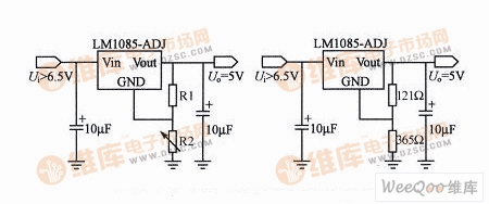 LM1085-ADJ output adjustment and application circuit