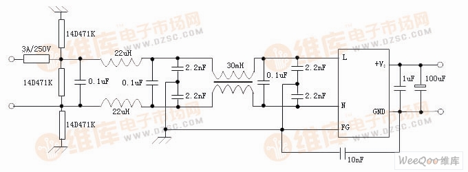 Scheme circuit combining lightning protection and EMI