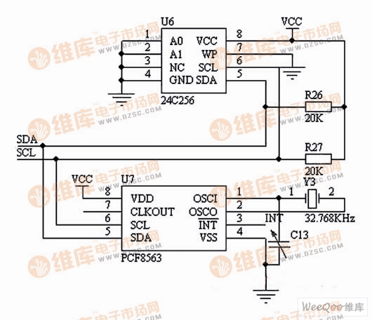 Calendar clock and storage circuit schematic