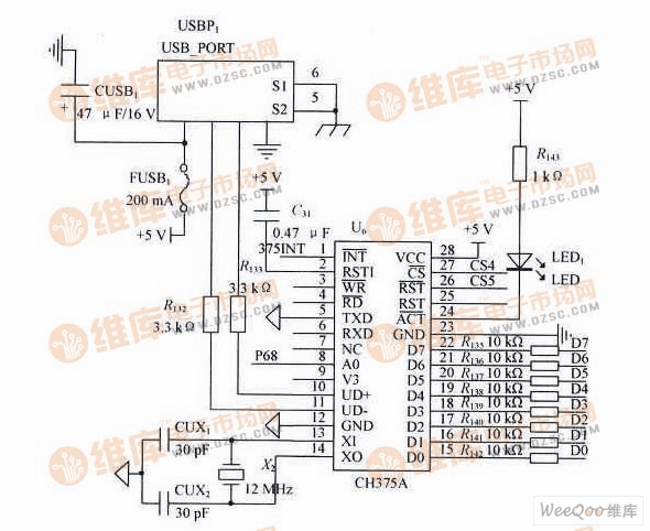 PCR instrument external expansion USB circuit