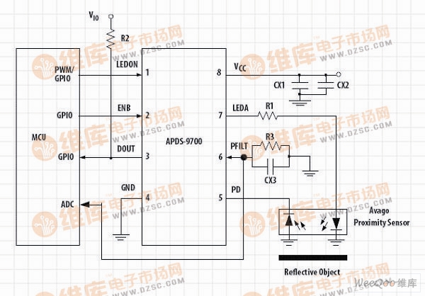 Typical application circuit based on APDS-9700