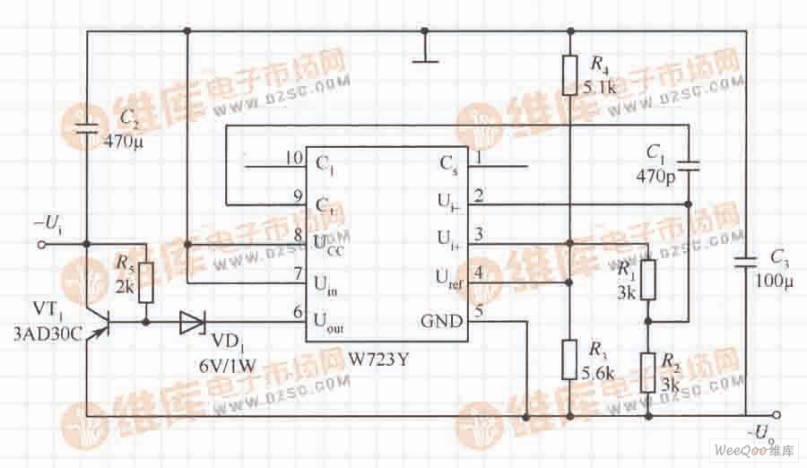 Output negative voltage circuit composed of W723