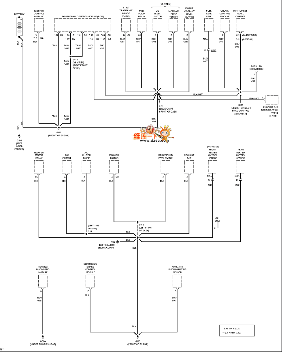 General 97 Oldsmobile ACHIEVA ground distribution circuit diagram